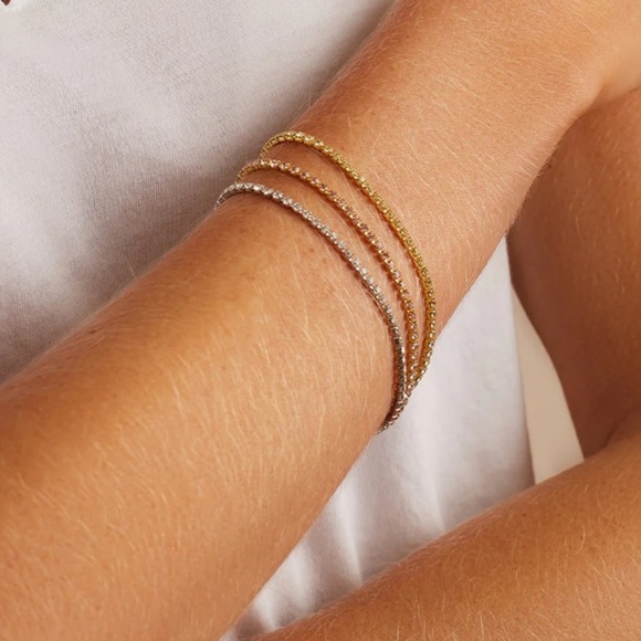 Gorjana 18k Gold Plated Brass Blush Pink Crystals Lexi Bracelet Womens Jewelry - Picture 5 of 8